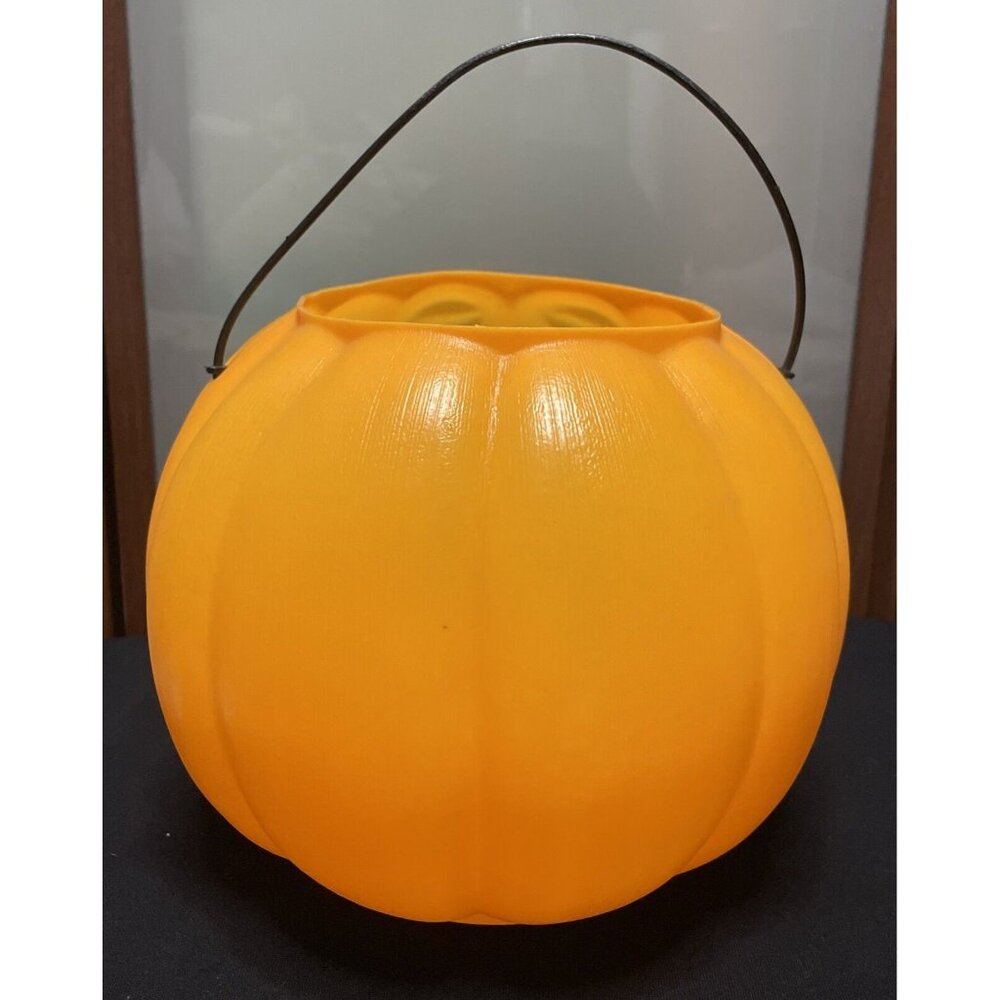 Halloween Jack O Lantern Pumpkin Bucket Vintage Blow Mold General Foam Plastics - Picture 2 of 3